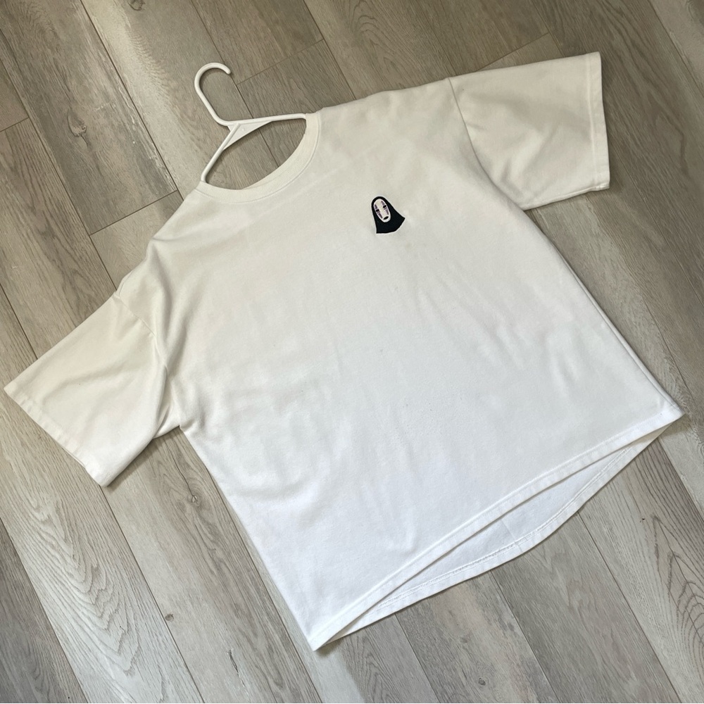 Spirited Away Tshirt embroidered FRMD womens White (medium) kaonashi no face